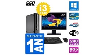 Pc prodesk 400 g1 sff ecran 22" i3-4130 ram 8go ssd 240go windows 10 wifi