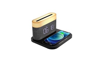Lampe de recharge sans fil 15w portable noir avec réveil numérique led pour iphone 13, 12, 11