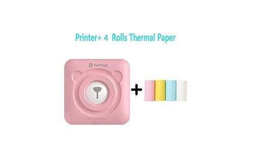 Imprimante photo PeriPage Mini imprimante photo thermique portable  bluetooth 58 mm avec 4 rouleaux de papier d'impression -rose _catf