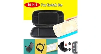 Console Nintendo Switch GENERIQUE Pour ns switch lite accessoires étui rigide + 4 bouchons + film en verre + câble de charge + étui pour carte - noir