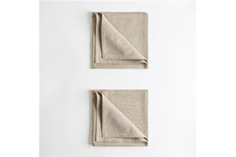 serviette de table sklum lot de 2 serviettes en lin et coton ederne tapioca beige 48 cm