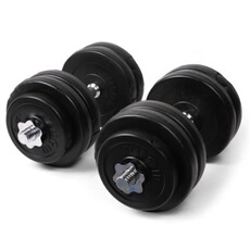 Klarfit Paire d'Haltères - 2 x Haltère avec 6 anneaux de fonte : travail Biceps, Pectoraux, Adbominaux (2 x 15kgs) - Acier chromé