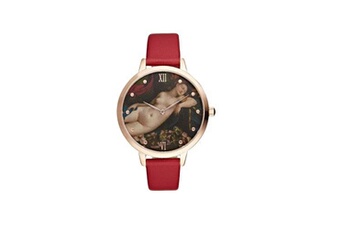 montre charlotte raffaelli montre femme charlotte rafaelli cadran 38mm en steel multicolore et bracelet rouge en cuir authentique crr012