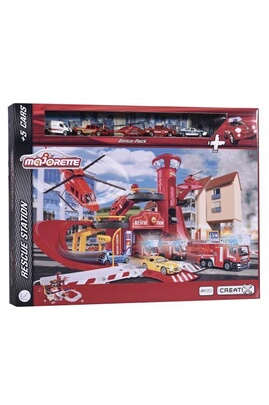 Garage jouet Majorette Playset Creatix Rescue Station et 5 vehicles