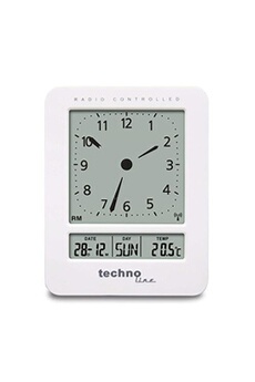 réveil technoline réveil radio-piloté wt 745 avec affichage de la température intérieure ainsi que de la date et du jour de la semaine