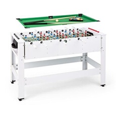 Spin Table de jeux 2-en-1 : Babyfoot & billard - Rotation à 180° - Blanc