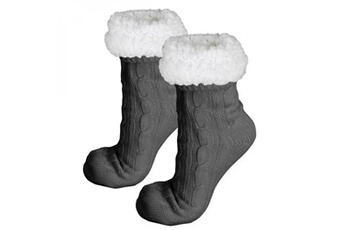 chaussettes hautes et mi-bas vivezen paire de chaussettes, chaussons polaires mixtes - taille 35-39 - gris -