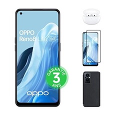 Reno8 Lite 128Go 5G Noir Cosmique + Enco Air 2 + Flip Cover + Verre trempé