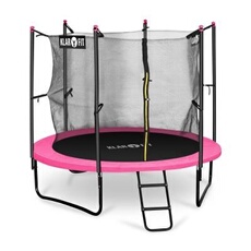 Klarfit Rocketgirl 250 Trampoline 250cm Filet de sécurité échelle large rose