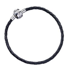 Bracelet à bretelles en cuir noir: Grand