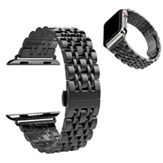 GENERIQUE - Bracelet de montre - Compatible Apple Watch 4 44mm - Acier inoxydable - Noir