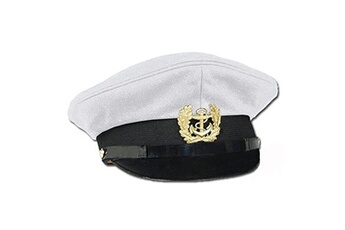 casquette et chapeau de randonnée mil-tec casquette officier de la marine nationale française blanche avec insigne métal doré taille 56 miltec ref : 12422107-56-s