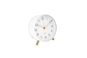 réveil karlsson - horloge réveil en métal lofty - diam. 11 cm - blanc - lofty