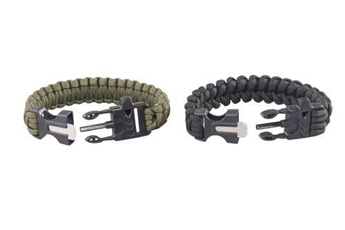 equipement de survie semptec : 2 bracelets de survie avec sifflet, pierre à feu et couteau