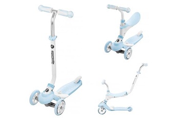 Trottinette Evolutive Modulable pour Enfant de 1 à 5 ans 5 en 1 Vélo Poussoir Repose-pieds Selle Volant Réglable - Bleue