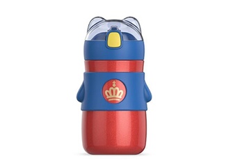 thermos et bouteille isotherme generique bouteilles d'eau tasse thermos sous vide fongwan avec paille pour enfants - bleu rouge 300 ml