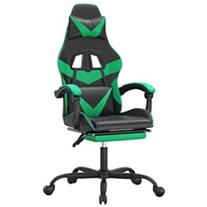 VIDAXL - Chaise Gaming - Fauteuil de Bureau avec Repose-Pieds - Noir et Vert