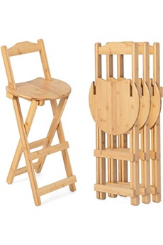 tabouret bas giantex lot de 2 tabourets de bar pliants en bambou, tabouret haut chaise bar bistro avec repose-pieds poignées, idéal, 34x28x84cm, 2 tabourets