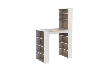 table haute vente-unique.com meuble de bar avec rangements - mdf - naturel et blanc - skarn