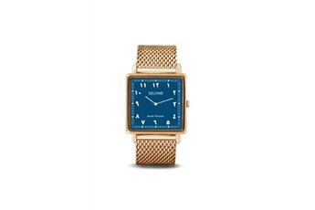 montre selvine montre femme cadran 28 mm en alliage bleu emeraude et bracelet doré en maille milanaise sara2