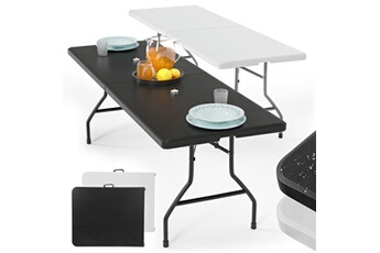 table de jardin jago  table pliante - 183 x 76 cm, cadre en acier, max. 150 kg, avec poignée de transport, portable, imperméable, pour 6 personnes, rectangulaire, en