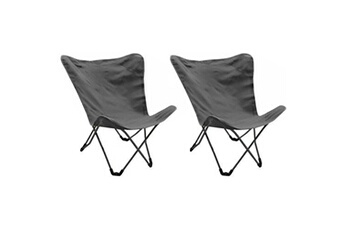 fauteuil de jardin proloisirs - fauteuil en acier et toile aponi (lot de 2)