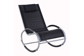 chaise longue - transat outsunny fauteuil chaise longue à bascule design contemporain dim. 120l x 61l x 88h cm alu. polyester noir