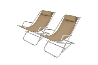 chaise longue - transat vidaxl chaises inclinables de terrasse 2 pcs acier taupe