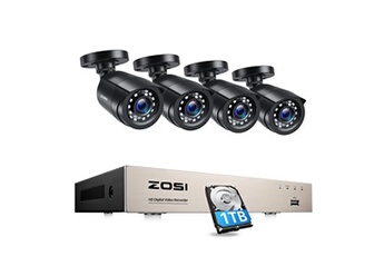 Camra de surveillance Zosi 8kn-106b4-10-eu extrieur intrieur sans fil wi-fi vision nocturne etanche noir