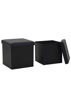 chaise de jardin vidaxl tabourets de rangement pliables lot de 2 noir similicuir