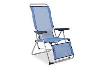 chaise longue - transat solenny transat relax 5 positions avec appui anatomique bleu .