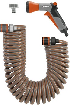 Flexible d'arrosage 10 m de : tuyau d'arrosage spiralé pour petites surfaces, force de rappel, diamètre 9 mm, avec éléments du système GARDENA et