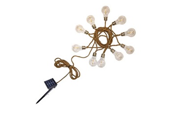 guirlande lumineuses lumisky guirlande solaire en corde 10 ampoules fantasy cord solar beige corde 7.50m