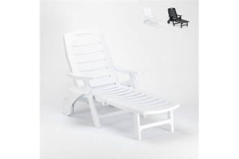 Chaise longue - transat Grand Soleil - Bain de soleil pliant en plastique pour la piscine et la plage Premiere Grand Soleil, Couleur: Blanc