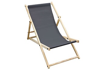 chaise longue - transat ecd germany chaise longue en bois de pin anthracité pliable 120 kg réglable à 3 positions