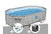 Bestway Kit piscine tubulaire ovale Power Steel SwimVista avec hublots 4,88 x 3,05 x 1,07 m + Kit de traitement au chlore + Pompe à chaleur photo 1