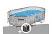 Bestway Kit piscine tubulaire ovale Power Steel SwimVista avec hublots 4,27 x 2,50 x 1,00 m + Pompe à chaleur photo 1