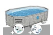 Bestway Kit piscine tubulaire ovale Power Steel SwimVista avec hublots 4,88 x 3,05 x 1,07 m + Kit de traitement au chlore + Kit d'entretien Deluxe photo 1