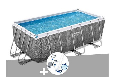 Piscine tubulaire Bestway Kit piscine tubulaire rectangulaire Power Steel 4,12 x 2,01 x 1,22 m + Kit d'entretien Deluxe