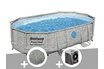 Bestway Kit piscine tubulaire ovale Power Steel SwimVista avec hublots 4,88 x 3,05 x 1,07 m + 10 kg de zéolite + Pompe à chaleur photo 1