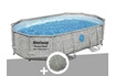 Bestway Kit piscine tubulaire ovale Power Steel SwimVista avec hublots 4,88 x 3,05 x 1,07 m + 10 kg de zéolite photo 1