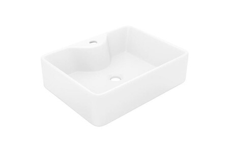 Lavabo Vidaxl Vasque carré à trou pour robinet céramique blanc pour salle de bain