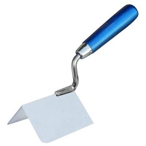 Truelle D'Angle Inox 2 Pièces - 80x60 Mm - Pour Angles Intérieurs Murs - Poignée Ergonomique - Bleu