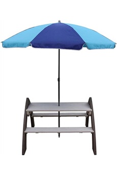 table de jardin axi table picnic kylo gris blanc avec parasol bleu 119x98x65cm