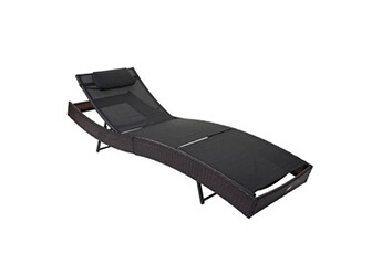 chaise longue - transat mendler chaise longue savannah, polyrotin, bain de soleil marron chiné, enveloppe noir