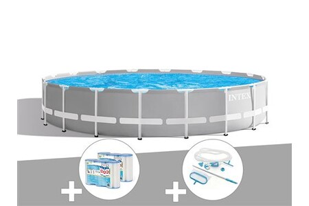 Piscine tubulaire Intex Pack piscine tubulaire Prism Frame ronde 5,49 x 1,22 m + 6 cartouches de filtration + Kit d'entretien
