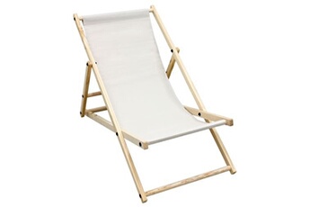 chaise longue - transat ecd germany chaise longue en bois de pin beige pliable 120 kg réglable à 3 positions de
