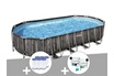 Bestway Kit piscine tubulaire ovale Power Steel décor bois 7,32 x 3,66 x 1,22 m + 6 cartouches de filtration + Kit de traitement au chlore photo 1