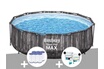 Bestway Kit piscine tubulaire ronde Steel Pro Max décor bois 3,66 x 1,00 m + 6 cartouches de filtration + Kit de traitement au chlore photo 1