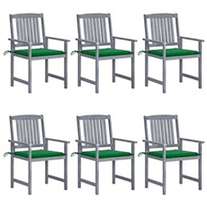 Vidaxl Gris Chaises De Jardin Avec Coussins 6 Pcs Bois D'acacia Massif
